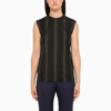 Stella Mccartney Metallic Stripe Sleeveless Crossbar Top In Black