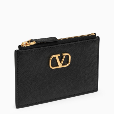 Valentino Garavani Black Vlogo Signature Leather Card Holder