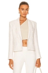 L Agence Brooke Double Breasted Crop Cotton Blend Blazer In Ecru