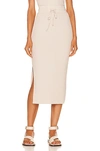 The Range Alloy Rib Drawcord Midi Skirt In Limestone
