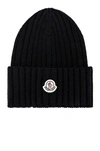 Moncler Ribbed-knit Virgin Wool Beanie In Navy