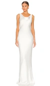 Norma Kamali Maria Satin Gown In White
