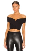 Rta Black Guadalupe Corset Cotton Crop Top In Black