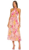 Rococo Sand Halter Midi Dress In Pink