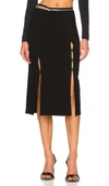 Helmut Lang Zipper Waist Double Slit Midi-skirt In Black