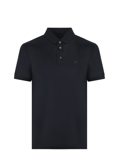 Emporio Armani Logo Printed Short Sleeved Polo Shirt In Black