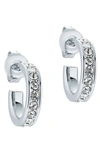 Ted Baker Seenita Nano Huggie Hoop Earrings In Silver Tone Clear Crystal