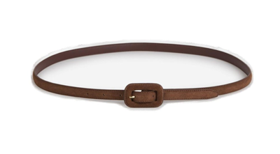 Totême Wide Covered Buckle Leather Belt Brown Suede In Camel