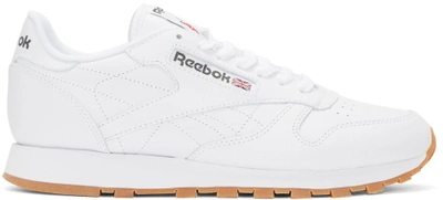 Reebok White Leather Classic Trainers In White/gum