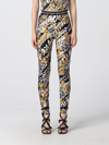 Versace Jeans Couture Logo-print Baroque-pattern Leggings In Black