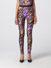 Versace Jeans Couture Leggins With Baroque Print Purple In Gold