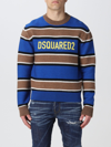 Dsquared2 Logo Striped Wool Knit Sweater In Black