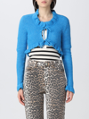 Ganni Wool-blend Ruffle-trimmed Cardigan In Blue