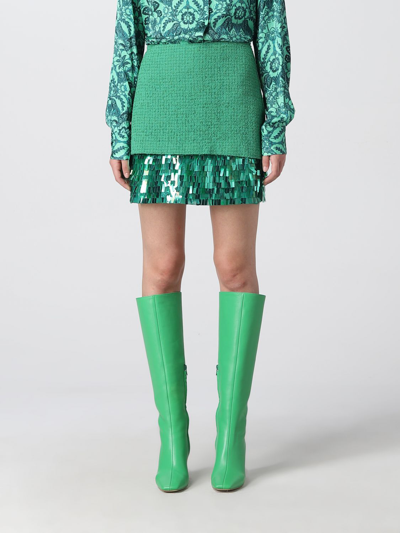 Pinko Gigliola Paillette Embellished Boucle Mini Skirt In Green