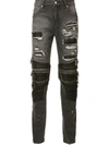 God's Masterful Children Zipped Ripped Skinny Jeans In Black