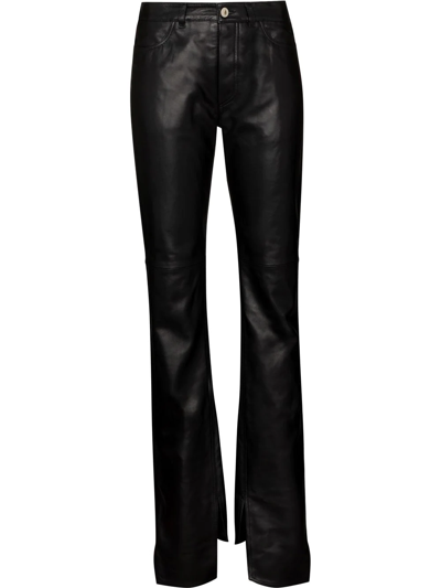 Attico Black Split Cuff Leather Trousers