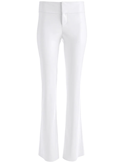 Alice And Olivia Olivia Vegan-leather Flared Trousers In White
