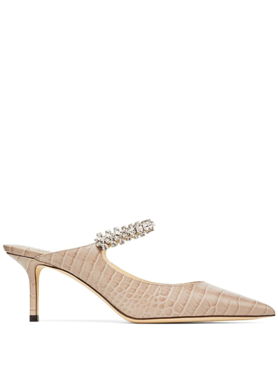 Jimmy Choo Crocodile-effect Bing 65mm Mules