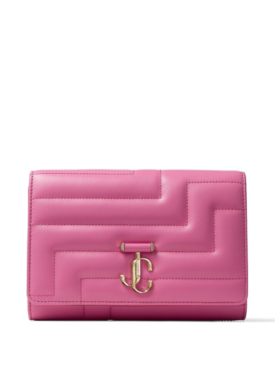Jimmy Choo Varenne Avenue Quilted Clutch Bag In Candy Pink/lgold