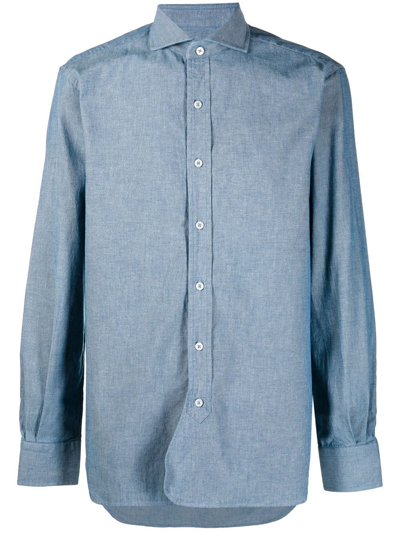 Doppiaa Button-down Fitted Shirt In Blue