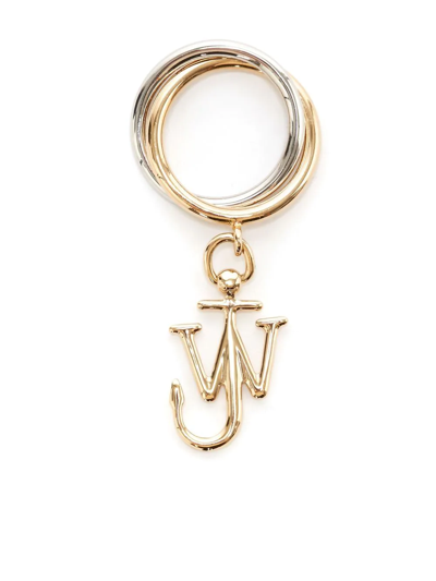 Jw Anderson Anchor-charm Double-loop Ring In Gold