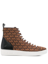 Michael Michael Kors Edie Knitted High-top Sneakers In Braun