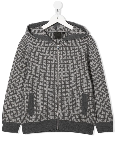 Givenchy Boy Cardigan 4g With Hood In Grey