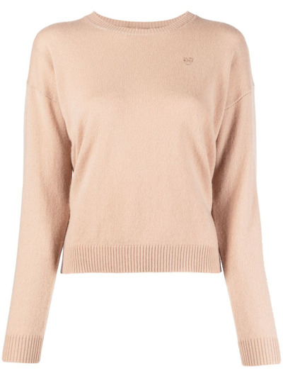 Pinko Fine-knit Cashmere Jumper In Beige