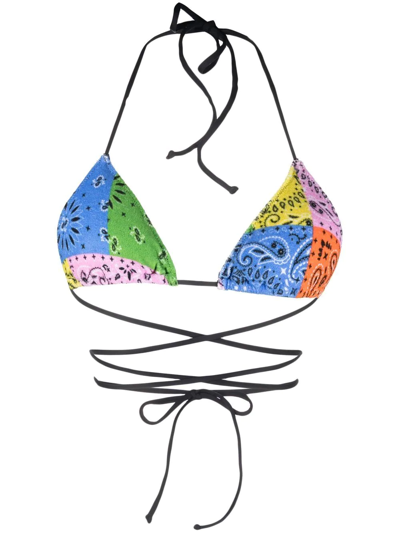 Mc2 Saint Barth Marielle Color-block Bikini Top In Blue
