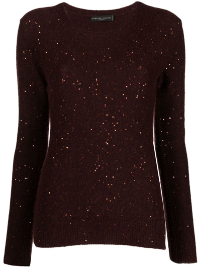 Fabiana Filippi Sequin-embellished Knitted Top In Brown