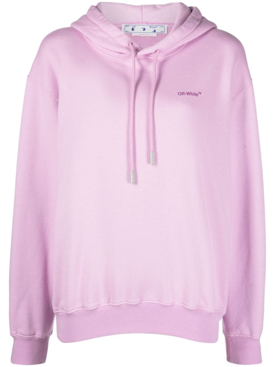 Off-white Diag Lilac Logo Hooded Cotton Sweatshirt In Lilla