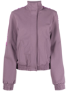 Off-white Chic High Collar Sweatshirt With Logo Bands For Women In Purple