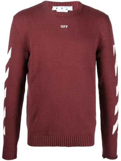 Off-white Arrow-knit Crew Neck Jumper In Red