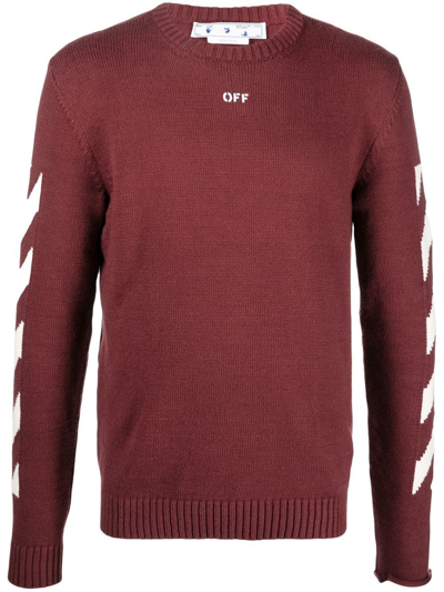 Off-white Arrow Knit Crew Neck Jumpe In Brown