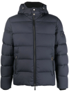 Moorer Horizontal Quilted Padded Jacket With High Collar In Blau