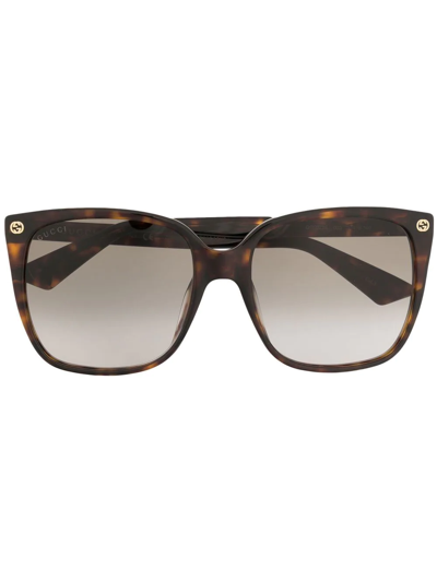 Gucci Tortoiseshell Square-frame Sunglasses In Brown