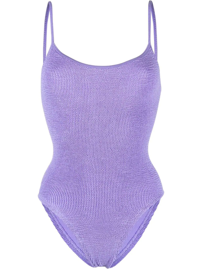 Hunza G Pamela Crinkle Swimsuit In Purple