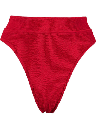 Bondeye Bound High-rise Crinkle Bikini Bottoms In Baywatch Red