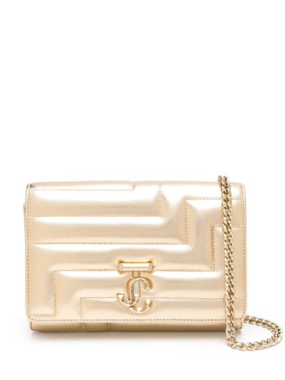 Jimmy Choo Metallic-effect Quilted Clutch Bag In Gold