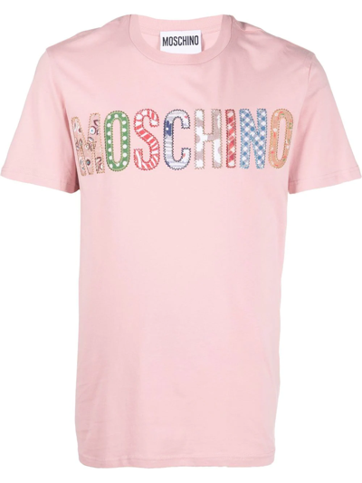 Moschino Logo-print T-shirt In Rosa Fantasia
