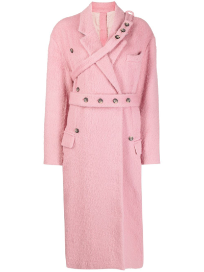 Rokh Double-breasted Trench Coat In Rosa