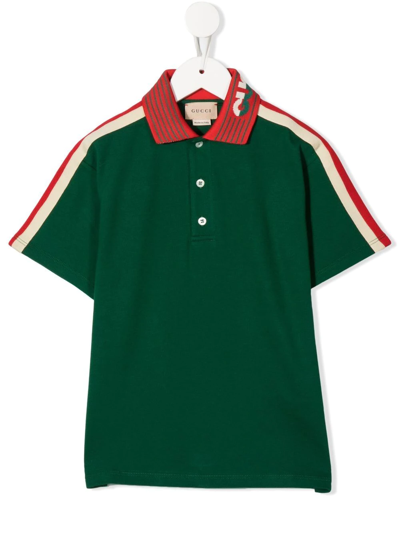 Gucci Striped Sleeve Polo Shirt In Green