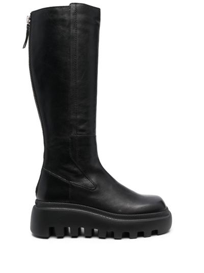 Vic Matie Square-toe Knee-length Boots In Black