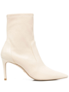 Stuart Weitzman Pointed Toe 85mm Leather Sock Boots In Nude