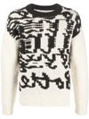 Bottega Veneta Graphic Intarsia Wool Sweater In Weiss
