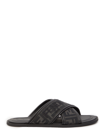 Fendi Fabric Sandals In Black