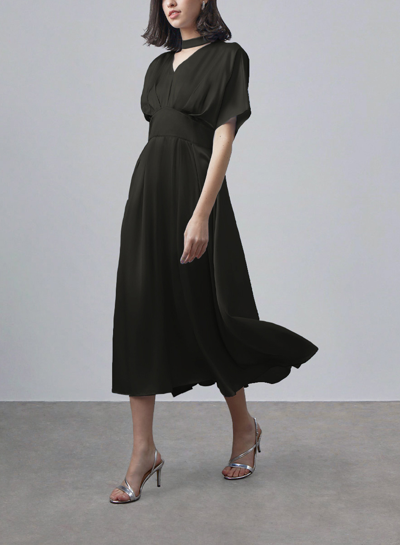 Nap Loungewear Short Sleeve Silk Dress In Black