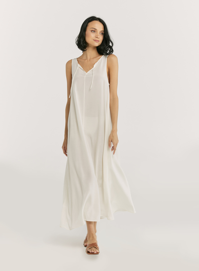 Nap Loungewear A-line Crewneck Sleeveless Maxi Dress In White
