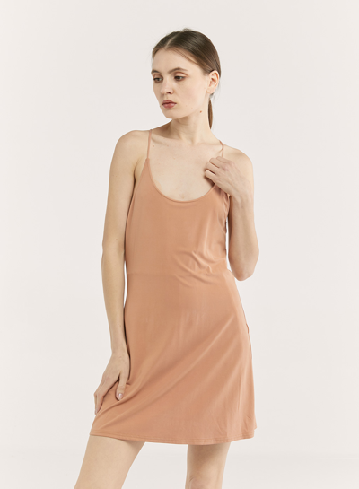 Nap Loungewear Pocket Traveler Mini Dress In Apricot