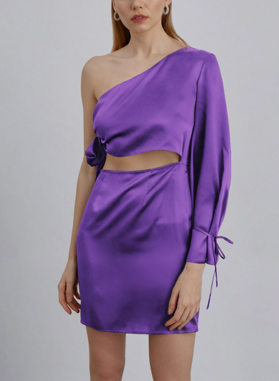 Nap Loungewear Cut-out Silk Mini Dress In Sauce Purple